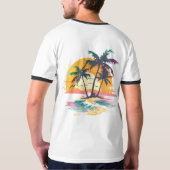 Tropische zonsondergang vibes - Palmbomen & Strand T-shirt (Achterkant volledig)