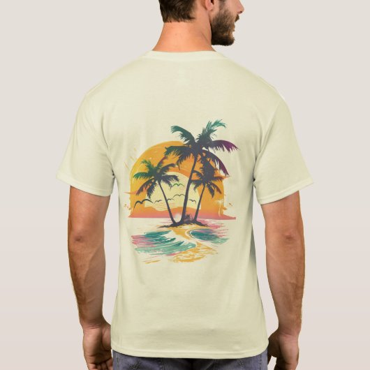Tropische zonsondergang vibes - Palmbomen & Strand T-shirt (Achterkant)