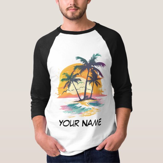 Tropische zonsondergang vibes - Palmbomen & Strand T-shirt (Voorkant)