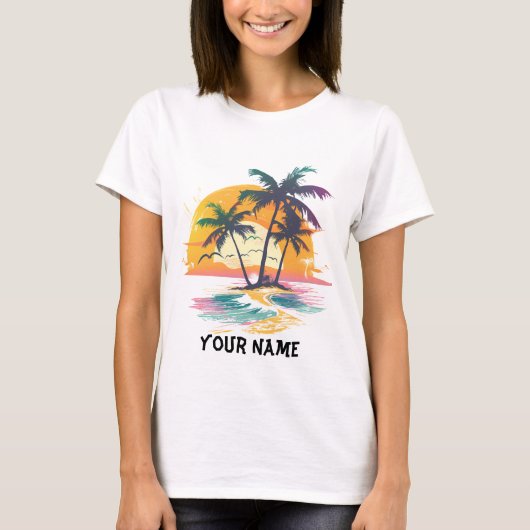 Tropische zonsondergang vibes - Palmbomen & Strand T-shirt (Voorkant)