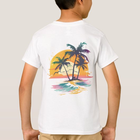 Tropische zonsondergang vibes - Palmbomen & Strand T-shirt (Achterkant)