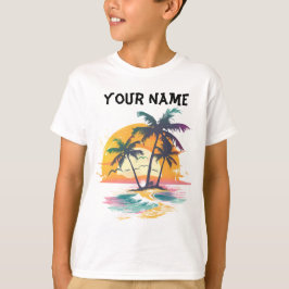 Tropische zonsondergang vibes - Palmbomen & Strand T-shirt