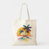 Tropische zonsondergang vibes - Palmbomen & Strand Tote Bag (Achterkant)
