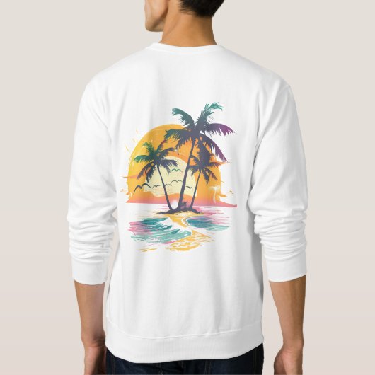 Tropische zonsondergang vibes - Palmbomen & Strand Trui (Achterkant)