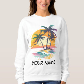 Tropische zonsondergang vibes - Palmbomen & Strand Trui