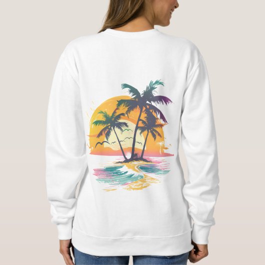 Tropische zonsondergang vibes - Palmbomen & Strand Trui (Achterkant)