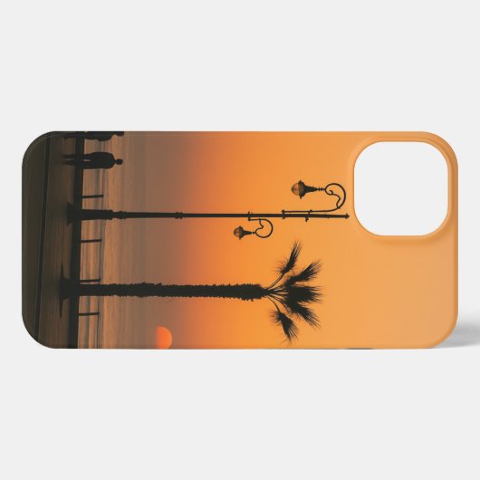 Tropische zonsondergang vibes - Premium Palm Tree iPhone Hoesje (Achterkant horizontaal)