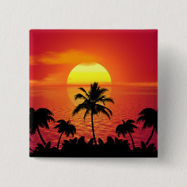 Tropische Zonsondergang Vierkante Button 5,1 Cm