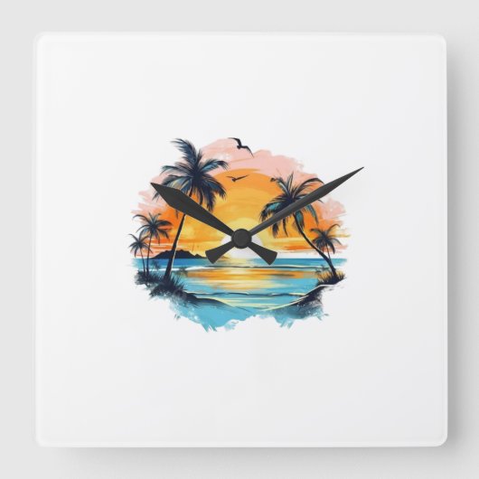 Tropische Zonsondergang Wandklok (Voorkant)