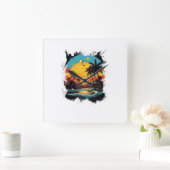 Tropische Zonsondergang Wandklok (Huis)