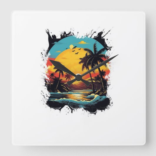 Tropische Zonsondergang Wandklok (Voorkant)