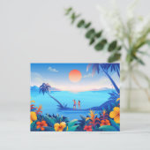 Tropische zonsondergang - Warm Holiday Briefkaart (Staand voorkant)