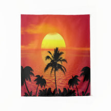 Tropische Zonsondergang Zonsopgang Palmboom Eiland