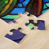 Tropische zonsopgang gekleurd glas art puzzel (Zijkant)