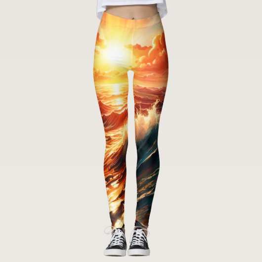 Tropische zonsopgang leggings (Voorkant)