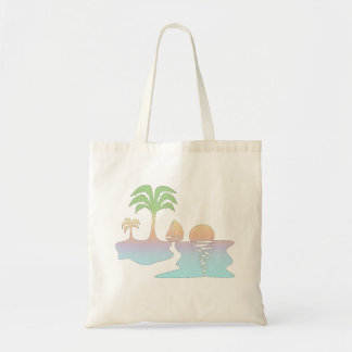Tropische Zonsopgang met Zeilboot Tote Tas