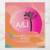 Tropische zonsopgang Oranje brute bruiloft Wijn Etiket (Enkel label)