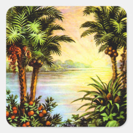 Tropische zonsopgang vierkante sticker