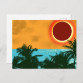 Tropische zonsverduistering met palmbomen Blauwe O Briefkaart (Voorkant / Achterkant)