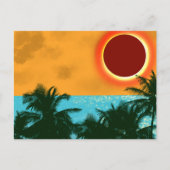 Tropische zonsverduistering met palmbomen Blauwe O Briefkaart (Voorkant)