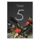 Tropische zwart en goud bladeren bruiloft kaart (Voorkant)