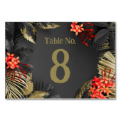 Tropische zwart en goud bladeren bruiloft kaart (Achterkant)