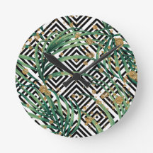 Tropische zwart-wit geometrie goud glans