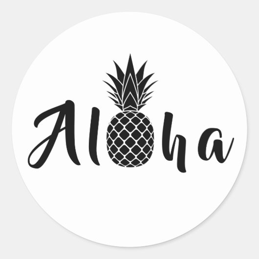 Tropische zwarte ananas alfa! ronde sticker (Voorkant)
