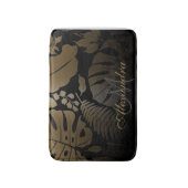 Tropische zwarte en gouden bladeren badmat (Voorkant Verticaal)