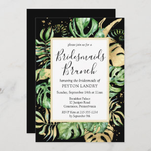Tropische zwarte en groene bridesmaids Brunch Kaart