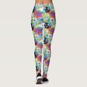 Tropische Zwarte Kat Geest Pompoen Halloween Leggings (Achterkant)