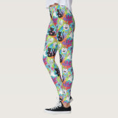 Tropische Zwarte Kat Geest Pompoen Halloween Leggings (Links)