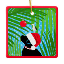 Tropische Zwarte Lab Santa Hond Kerst Ornament