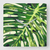 Tropische zwarte lef wandklok - Vacantietijd (Voorkant)