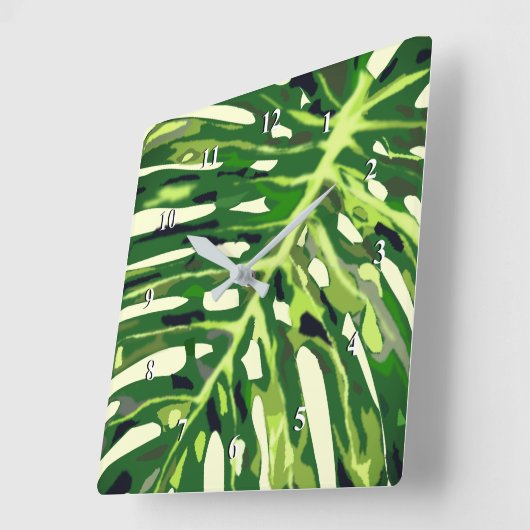 Tropische zwarte lef wandklok - Vacantietijd (Hoek)