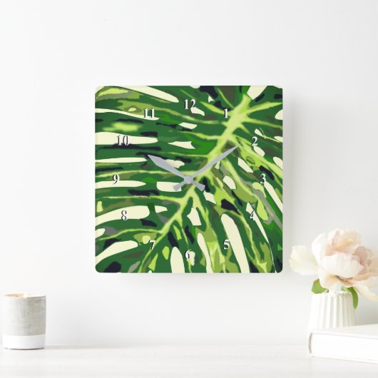 Tropische zwarte lef wandklok - Vacantietijd (Huis)