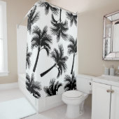 Tropische zwarte palmbomen en wit douchegordijn (In situ)