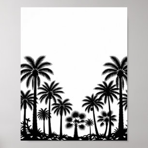 Tropische Zwarte Palmboom Silhouet Poster Print