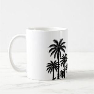Tropische Zwarte Palmboom Silhouette Koffiemok