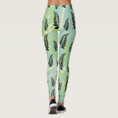Tropische Zwarte Varentblad Leggings (Achterkant)