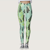 Tropische Zwarte Varentblad Leggings (Voorkant)