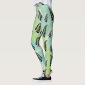 Tropische Zwarte Varentblad Leggings (Links)