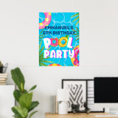 Tropische zwembadfeest verjaardags welkomstposter poster (Thuiskantoor)