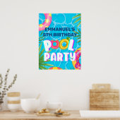 Tropische zwembadfeest verjaardags welkomstposter poster (Keuken)