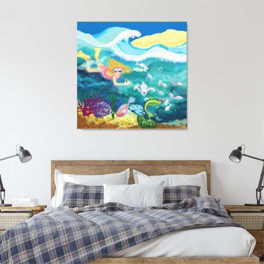 Tropische zwemtocht canvas afdruk (Insitu (Slaapkamer))