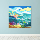 Tropische zwemtocht canvas afdruk (Insitu (Houten vloer))