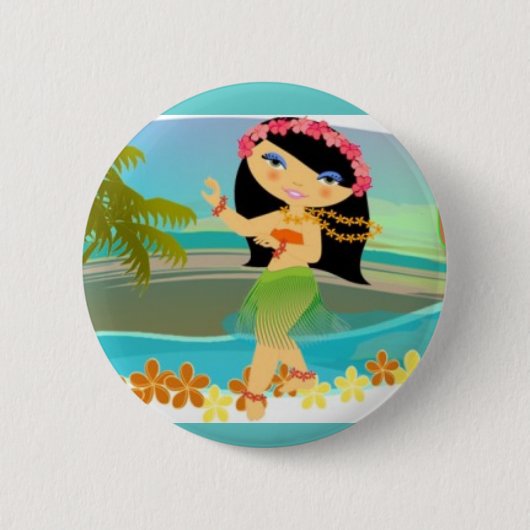 Tropo Girl Hula Dancer Ronde Button 5,7 Cm (Voorkant)