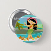 Tropo Girl Hula Dancer Ronde Button 5,7 Cm (Voorkant /achterkant)