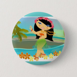 Tropo Girl Hula Dancer Ronde Button 5,7 Cm
