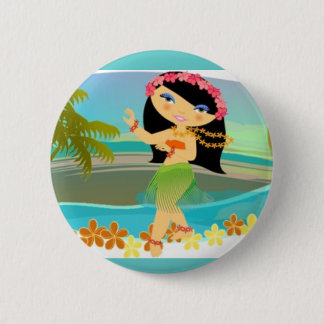 Tropo Girl Hula Dancer Ronde Button 5,7 Cm